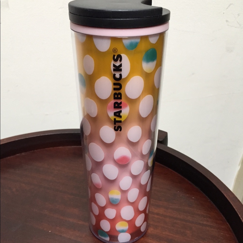 ☀️NEW Starbucks Easter Tumbler Spotted Pastel Pink Yellow Easter Egg Print